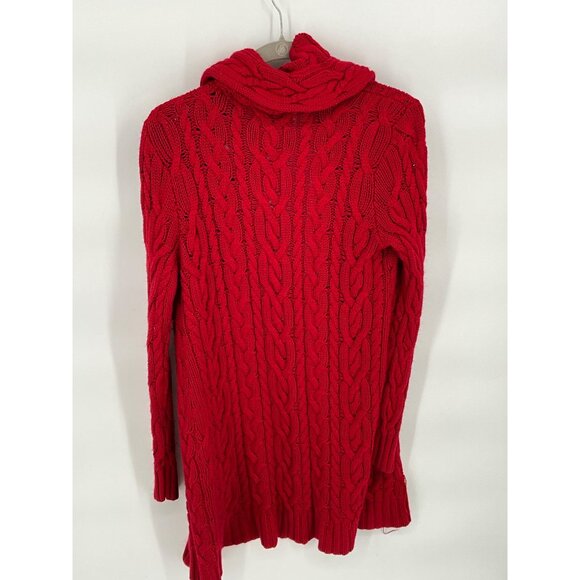 Lauren Ralph Lauren Red Cable Knit Cardigan Sweater Med Silk & Cashmere Blend - Picture 3 of 5